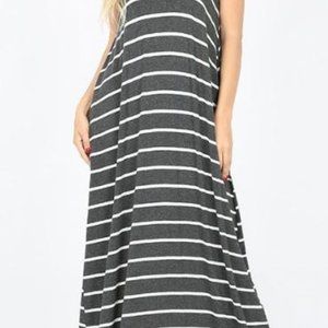 Zenana brand striped pocket Maxi dress